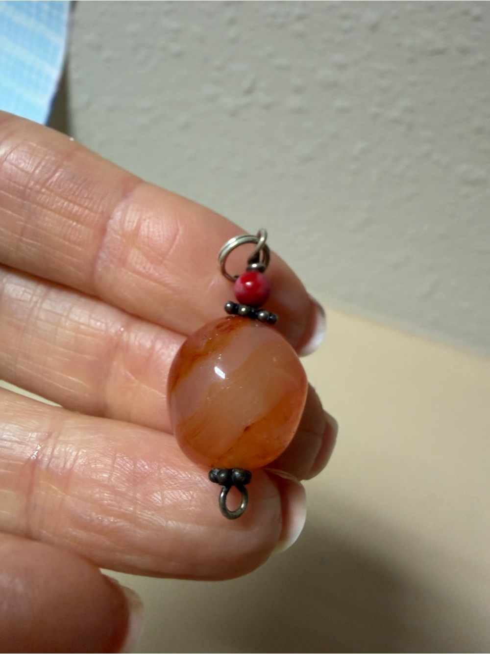Carnelian Bead Pendant with Red Accent